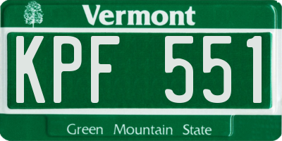 VT license plate KPF551