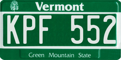 VT license plate KPF552