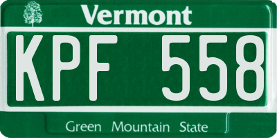 VT license plate KPF558
