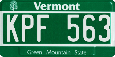 VT license plate KPF563