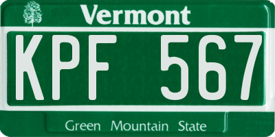 VT license plate KPF567