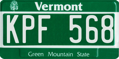 VT license plate KPF568