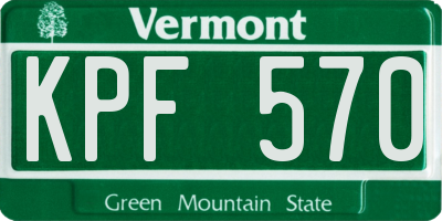 VT license plate KPF570