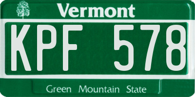 VT license plate KPF578
