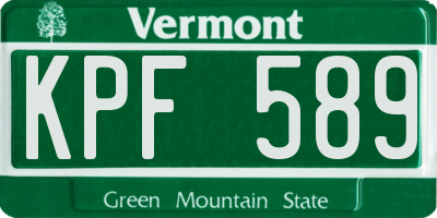 VT license plate KPF589