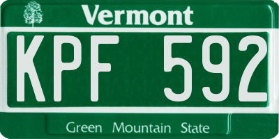 VT license plate KPF592
