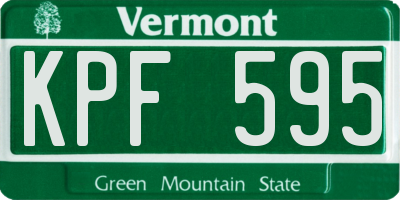 VT license plate KPF595