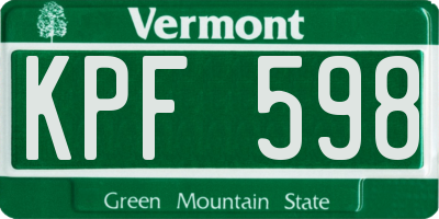 VT license plate KPF598
