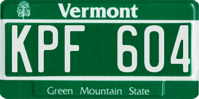 VT license plate KPF604