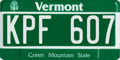 VT license plate KPF607