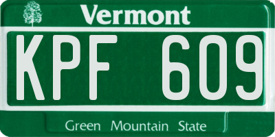 VT license plate KPF609