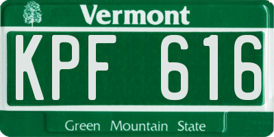 VT license plate KPF616