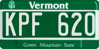 VT license plate KPF620