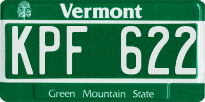 VT license plate KPF622