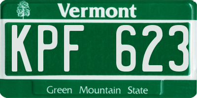 VT license plate KPF623