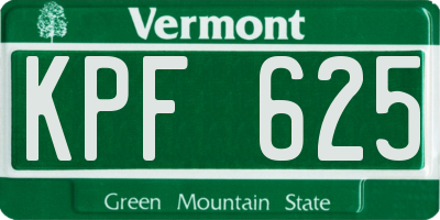 VT license plate KPF625