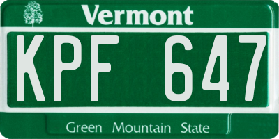 VT license plate KPF647