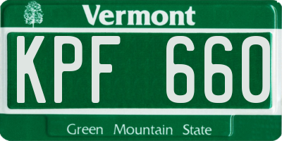 VT license plate KPF660