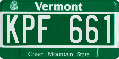 VT license plate KPF661