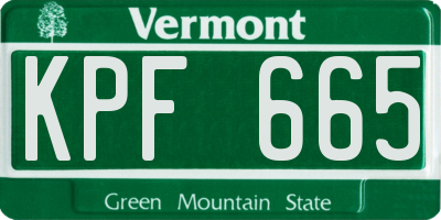 VT license plate KPF665