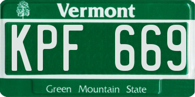VT license plate KPF669