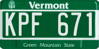 VT license plate KPF671