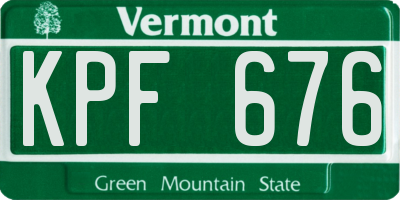 VT license plate KPF676