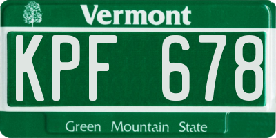 VT license plate KPF678
