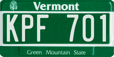 VT license plate KPF701
