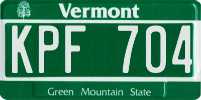 VT license plate KPF704