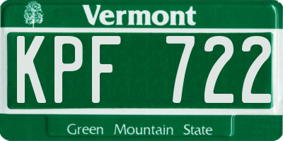 VT license plate KPF722