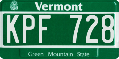 VT license plate KPF728