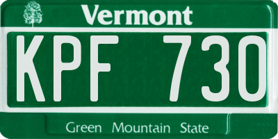 VT license plate KPF730