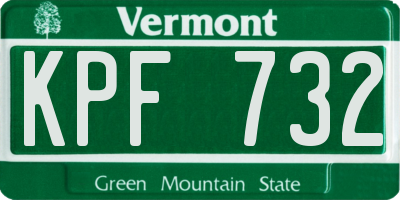 VT license plate KPF732
