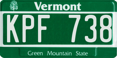 VT license plate KPF738