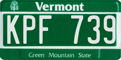 VT license plate KPF739