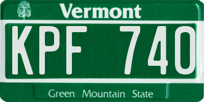 VT license plate KPF740