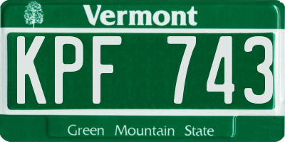 VT license plate KPF743