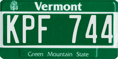 VT license plate KPF744
