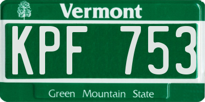 VT license plate KPF753