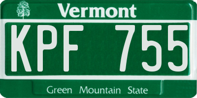 VT license plate KPF755