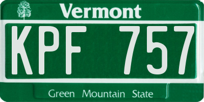 VT license plate KPF757