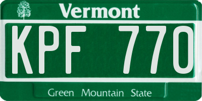 VT license plate KPF770