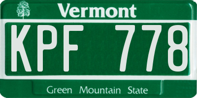 VT license plate KPF778