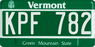 VT license plate KPF782