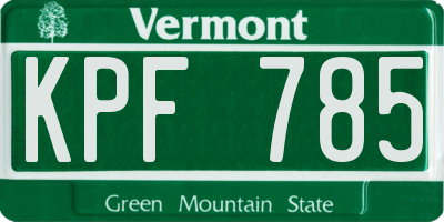 VT license plate KPF785