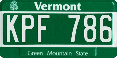 VT license plate KPF786