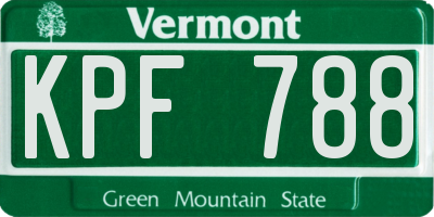 VT license plate KPF788