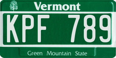 VT license plate KPF789