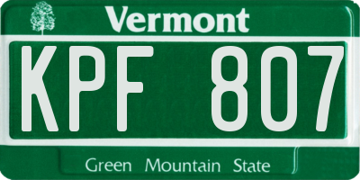 VT license plate KPF807